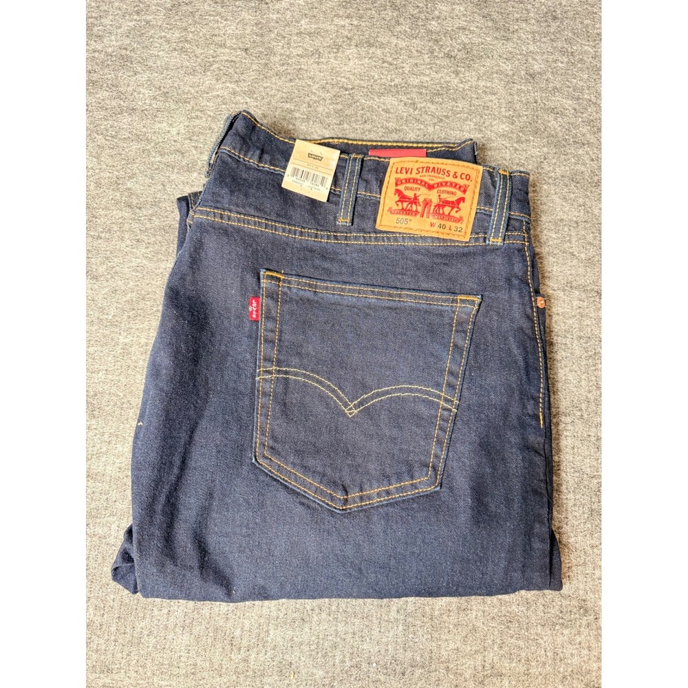 Levis 505 Regular Fit Jeans Mens 40x32 Dark Indigo Blue Denim 00505-0216 NWT